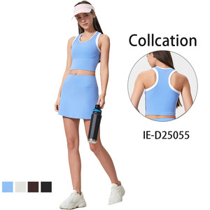 Falda deportiva de cintura alta con sensación desnuda con bolsillos cortos integrados, minifaldas de tenis deportivos personalizables de línea A para mujer - Product Image 2