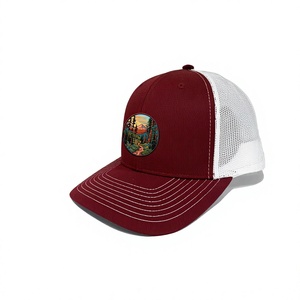 Casquette de camionneur marron avec patch brodé réglable, dos en maille blanche, pour adulte, pour usage décontracté en extérieur, produite dans une usine au Vietnam - Product Image 4