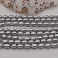 Perles d'eau douce naturelles plaquées argent gris de 7-8 mm, forme de riz, qualité AAAA/AAA, perles en vrac, origine ZHE, sac en OPP pour la fabrication de bijoux