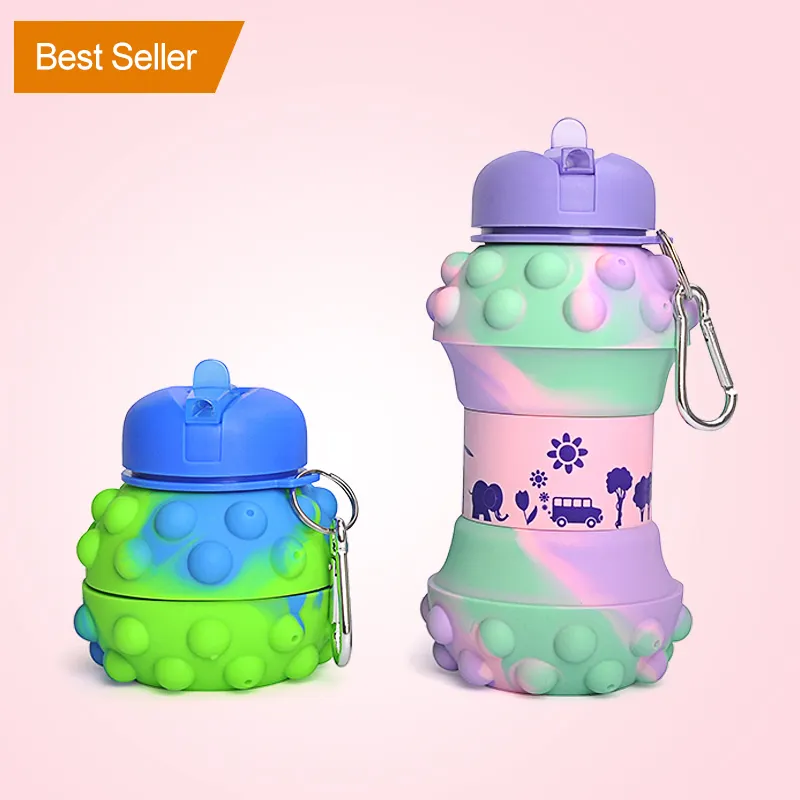 Eco surprise Silicone Pop Water Bottle Sensory Stress Relief Gifts for Kids Push Bubble Pop Water Bottle For Students