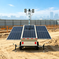 Torre de Luz Solar Móvil de 9m, Precio de Fábrica, 1410W Fotovoltaica, Batería de 1200AH, 4x150W LED, para Proyectos de Abastecimiento B2B