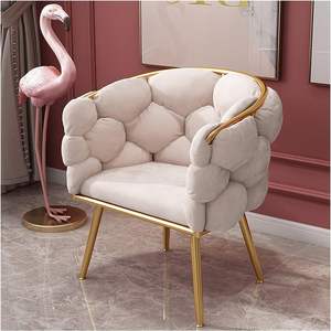 Diseño moderno sedie da Pranzo Cómodo respaldo terciopelo Beige Tufted sillón terciopelo manicura maquillaje espera sillas de comedor - Product Image 3