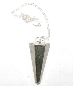 Péndulo Natural personalizado con cadenas, péndulo curativo de 7 Chakras con gemas naturales personalizadas, Péndulo de 6 caras con cono - Product Image 1