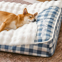Klassische Mode Kopfstütze rechteckige ortho pä dische Hunde bett Haustier bett Boucle Hunde bett