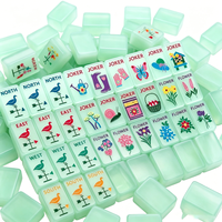 Jeu de Mahjong Américain Lumineux de Luxe Moderne et Portable - Matcha Pearl, Vert, avec Tuiles Acryliques à Couche Unique pour 4 Joueurs