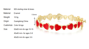 Braccialetti in Argento Sterling 925 con Cuori Smaltati Colorati per Bambine, Placcati in <span class=keywords><strong>Oro</strong></span> - Product Image 4