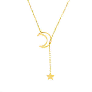 Dropshipping Shopify Star Moon <b>Necklace</b> Titanium Steel <b>Cross</b> Chain 18K <b>Gold</b> Plated Celestial Jewelry Gift For Best Friend - Product Image 1