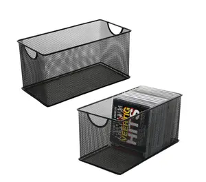 Mesh Metal CD Holder Box Organizer Open Storage Bin