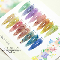 CaiXuan Euro St Spring Inflorescence Building Gel 16 Teintes Gel Dur Pailleté Effet Pétale Naturel pour Manucure Professionnelle en Salon