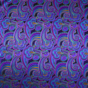 Yili ผ้าแจ็คการ์ดผ้าโพลีเอสเตอร์ระดับไฮเอนด์ลายดอกไม้เม็ดมะม่วงหิมพานต์สีม่วงฟ้าทองหรูหราหรูหราหรูหรา - Product Image 1