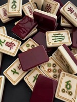 Jeu de Mahjong américain en acrylique rouge vin Nature Journey, poli à la main, jeu de société et divertissement