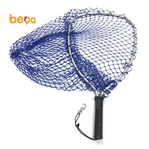 Lanyard Rope Magnetic Buckle Fishing Mesh plastic hard Handle nylon Landing Catch Net Fly Fishing Network Net