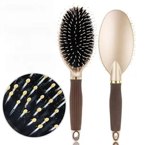 Custom Logo Design Anti Static Luxury Detangling Combs Nylon Wooden Paddle Purple Bamboo Wet Hair Brush Wholesale