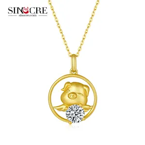 SINOCRE Top Supplier Rat Gold Heart Pendant BOHEMIA Mens Cross 18K Chain For Men Twelve Zodiac Signs Animals