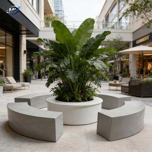 Circular Ring Seat Planter Outdoor Garden <b>Bench</b> Fiberglass Modern Gym Park Large Design - Product Image 2