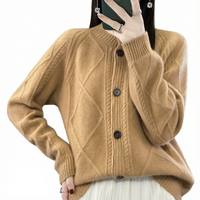 Pull en cachemire et laine pour femme, chaud et élégant, avec fourrure intérieure