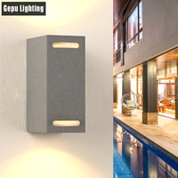 Applique murale extérieure moderne et simple en aluminium, LED GU10, carrée, étanche en PC, pour balcon, allée, jardin, porte, à tête simple/double