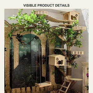 Solid <strong>Wood</strong> <strong>Cat</strong> <strong>Tree</strong> Large 2.5m Artificial Foliage <strong>Tree</strong> House Multi Layer <strong>Cat</strong> Climbing Frame Condo Swing Privacy Indoor Wholesale - Product Image 5