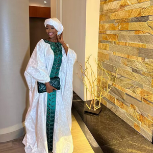 Nouvelles Robes de Soirée <span class=keywords><strong>Bazin</strong></span> Blanches de Haute Qualité 2022 – Longues Robes Originales Riches <span class=keywords><strong>Bazin</strong></span> pour Femmes, Vêtements de Fête et de Mariage - Product Image 3