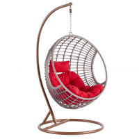 Chaise suspendue en osier pour patio extérieur Offre Spéciale Chaises panier à oeufs avec support Capacité de 120kg Marron