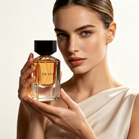 Flacon de parfum rectangulaire de luxe haut de gamme avec pompe pulvérisatrice, fond épais en verre, 30 ml, 50 ml, 100 ml, transparent, boîte cadeau personnalisée