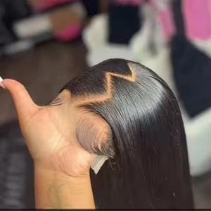 Ketebalan 180% 13x6 Wig rambut manusia Frontal renda mentah Wig tanpa lem HD penuh renda depan Wig lurus Brasil untuk WANITA HITAM - Product Image 1