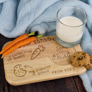 Plateau de service de Noël en bois Guibang personnalisé, porte-gâteaux et lait en forme de carotte pour Père Noël, par Lucy - Product Image 3