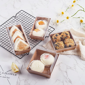 เค้กทีรามิสุแบบม้วน แซนด์วิช สโนว์เมด ทาร์ต ขนมปังแฮมเบอร์เกอร์ กล่องขนมหวาน เคลือบลามิเนตแบบด้าน ลายนูน วัสดุรีไซเคิล เกรดสำหรับอาหาร - Product Image 4