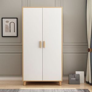 Modern Minimalist <b>Wardrobe</b> White Wood Frame 45cm Depth Divided Storage Bedroom Home Use - Product Image 1