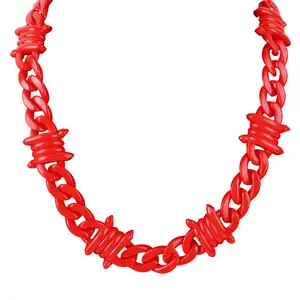 2024 Red Acrylic Link Barbed Brambles Rivets Wire Necklace for Man Women Rock Punk Thorns Spike Chain Necklace Jewelry Choker