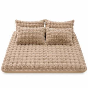 Conjunto de Cama de Inverno para Casa: Capa de Cama de Pelúcia com Pelo Sintético de Coelho, Colcha de Veludo 3D Bolha, <span class=keywords><strong>Queen</strong></span>, 3 Peças, Lençol Ajustável e Capa de Colchão - Product Image 1