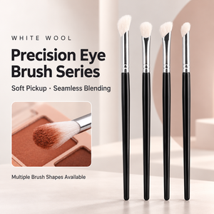 Série de pinceaux de maquillage pour les yeux, pinceau de précision en <span class=keywords><strong>laine</strong></span> blanche pour les maquilleurs professionnels et les débutants, outil de maquillage quotidien doux pour les yeux - Product Image 1