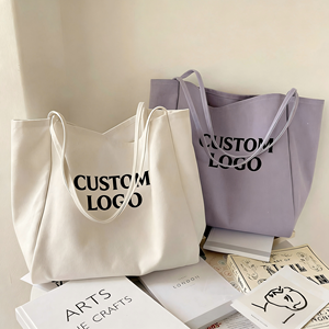 Sac fourre-tout en toile surdimensionné écologique pour femmes, en coton biologique réutilisable, avec logo personnalisé, fermeture éclair, motif de dessin animé, pour le quotidien et le week-end - Product Image 1