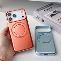 Coque personnalisable aux nouvelles couleurs pour iPhone 18 17 Pro Max avec béquille rotative à 360°, en acrylique dépoli, antichoc et antidérapante, style Ins