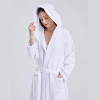 Peignoir de luxe élégant pour femme, 100 % coton blanc gaufré, design hôtelier, à capuche, séchage rapide, respirant