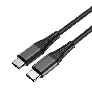 Cable de carga rápida y sincronización de datos de 60W tipo C a tipo C, cable de carga Flash trenzado de nailon QC3.0