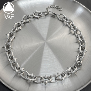VAF *HOT* 24mm Breite Dicke Stachelige Halskette Komplett aus Edelstahl 50+5CM Halskette Mit Stacheln Komplet Aus Edelstahl - Product Image 1