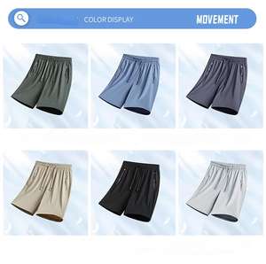 Pantalones cortos deportivos informales de verano, pantalones de cuarto, pantalones cortos de hombre sólidos cómodos de seda de hielo impermeables a prueba de viento elásticos sueltos - Product Image 5