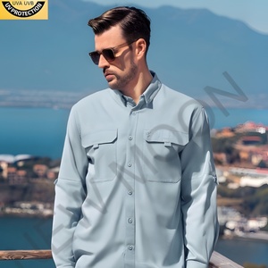 เสื้อเชิ้ตตกปลาและล่าสัตว์สำหรับผู้ชาย UPF 50+ แขนสั้น เสื้อทำงาน ป้องกันแสงแดด ระบายอากาศดี ติดกระดุม มีกระเป๋าซิป - Product Image 1