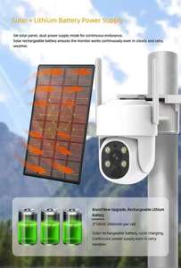 Sistema de Cámara NVR de 4 Canales con Pantalla LCD de 12 Pulgadas, WiFi, Solar, PTZ, IP66, CMOS, H.265, Visión Nocturna, para Exteriores, con Ranura para Tarjeta Micro SD, OEM - Product Image 4