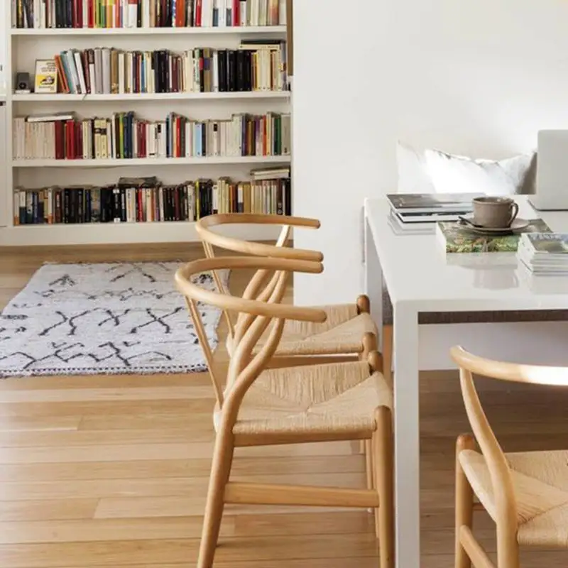 Siège en corde tissé à la main de style Hans Wegner chaise de salle à manger Wishbone chaises en bois massif naturel pour restaurant