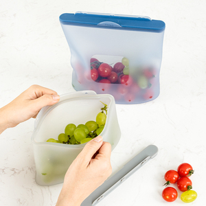 Hot selling leakproof sealing clips microwaveable freezer pouch reusable silicone food storage bag