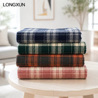 Tissu en flanelle teint en fil 100 % coton écologique LONGXUN, doux et brossé, à carreaux, pour manteaux, vestes et vêtements de créateur