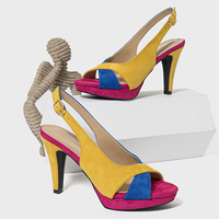 Escarpins QUEENIGMA en daim contrastant arc-en-ciel, à plateforme et talon aiguille, avec bride arrière, design color block, pour mariage et soirée en boîte de nuit en hiver