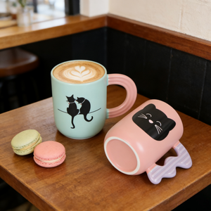 Tazza da <span class=keywords><strong>Caffè</strong></span> in Ceramica Personalizzata con Design Unico del Manico a Forma di Gatto, Tazza per Latte in Porcellana Personalizzabile - Product Image 3