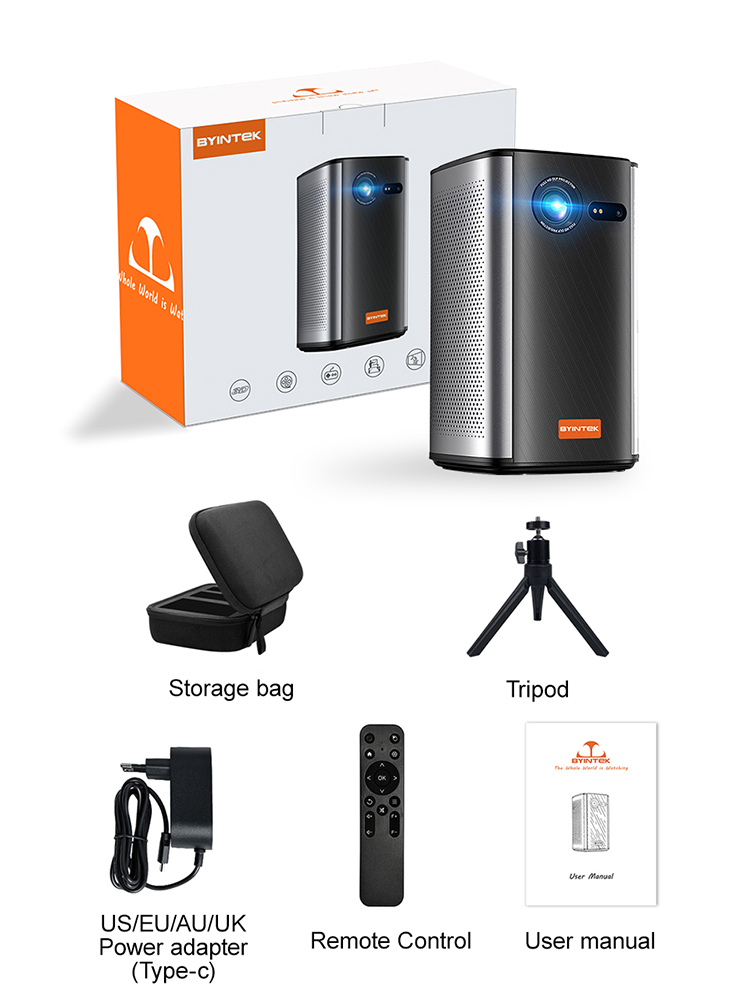 BYINTEK P70 3D 4K Wireless Projector - Portable & Smart