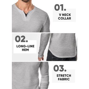 Foxa เสื้อถักคอวีแขนยาวผู้ชาย, เสื้อถักนิ่มเข้ารูปกล้ามเนื้อเสื้อลำลอง - Product Image 6