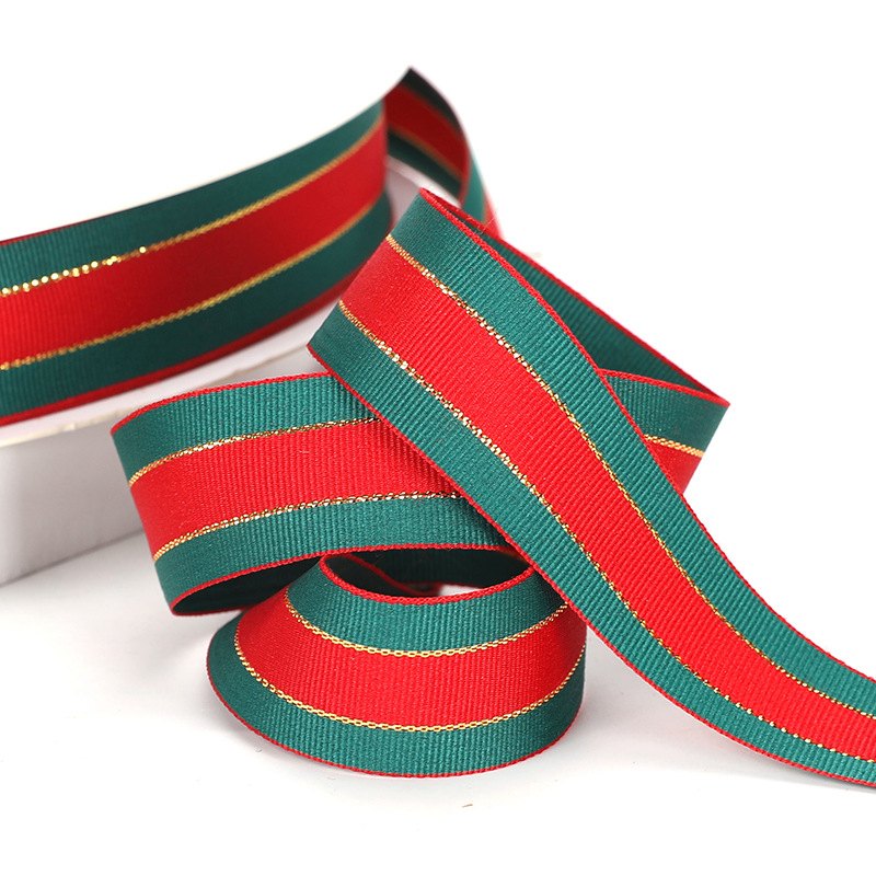 Оптовая продажа 1 см 1,5 см 2 см 2,5 см 4 см Рождественская лента в наличии полосатая праздничная подарочная упаковочная лента