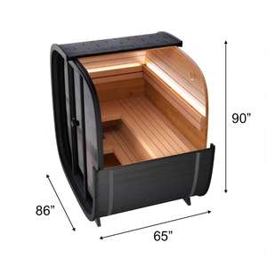 Sauna Exterior Negra para 4 Personas con Bancos, Vidrio Templado Tintado Negro, Resistente a la Intemperie, Retiro de Bienestar - Product Image 2
