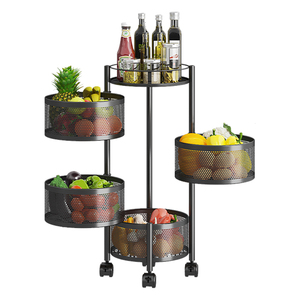 Estante de almacenamiento de frutas y verduras de Metal giratorio de 5 capas y 360 grados, estante de cesta cuadrada multifuncional para suelo de cocina - Product Image 1